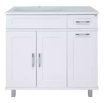 Тумба с раковиной «Misty» Купер 90 (Барселона 90 L) с корзиной белая левая