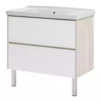 Тумба с раковиной «Misty» Мускат 90 (Grace 90) дуб галифакс белый