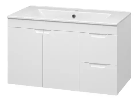 Тумба с раковиной «Misty» Оптима 90 (Quadro 90) подвесная белая матовая