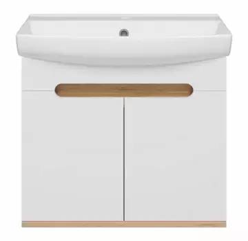 Тумба с раковиной «Misty» Сканди 60 (Клермонт 60) подвесная белая/дуб крафт/антрацит