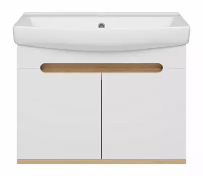 Тумба с раковиной «Misty» Сканди 70 (Клермонт 70) подвесная белая/дуб крафт/антрацит