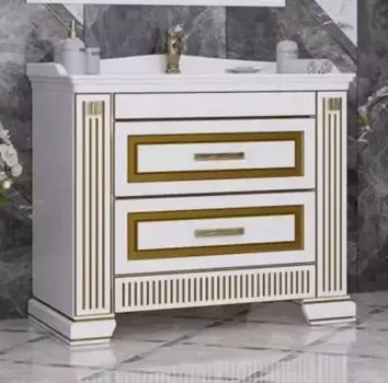 Тумба с раковиной «Opadiris» Оникс 100 (Kapadokya 100) белая с патиной золото