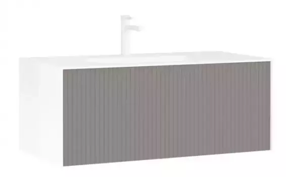 Тумба с раковиной «Orka» Cube 100 подвесная бежевая матовая