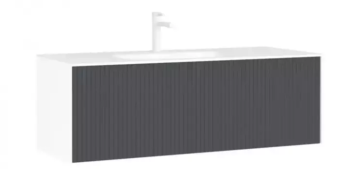 Тумба с раковиной «Orka» Cube 120 подвесная антрацит матовая