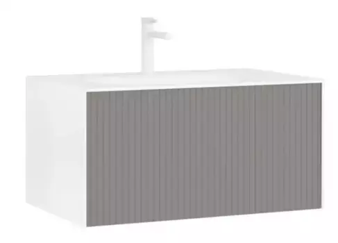 Тумба с раковиной «Orka» Cube 80 подвесная бежевая матовая