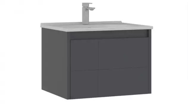 Тумба с раковиной «Orka» Likya 65 подвесная антрацит матовая