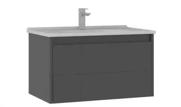 Тумба с раковиной «Orka» Likya 80 подвесная антрацит матовая