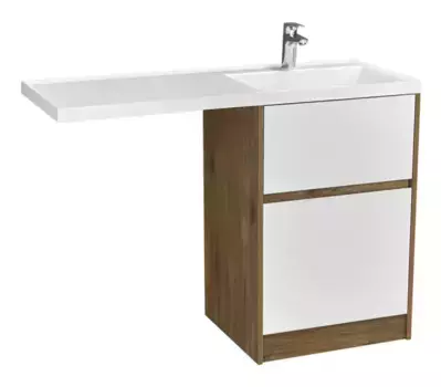 Тумба с раковиной под стиральную машину «Aquaton» Лондри 60 (Лондри 120) белая/дуб рустикальный