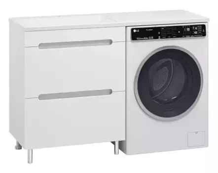 Тумба с раковиной под стиральную машину «Misty» Байкал 70 (Гавана 130 левая) белая