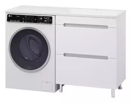 Тумба с раковиной под стиральную машину «Misty» Байкал 70 (Гавана 130 правая) белая