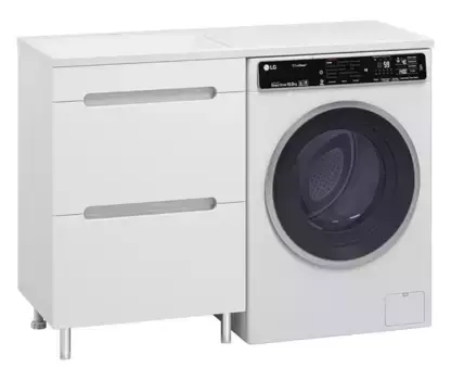 Тумба с раковиной под стиральную машину «Misty» Байкал 55 (Гавана 120 левая) белая