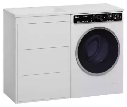 Тумба с раковиной под стиральную машину «Brevita» Grafit 60 (Гавана 120 левая) белая