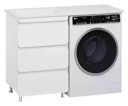 Тумба с раковиной под стиральную машину «Misty» Чегет 55 (Даллас 120 L левая) белая