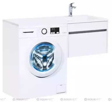 Тумба с раковиной под стиральную машину «Aquanet» Токио 120 (Даллас 120 правая) подвесная белая