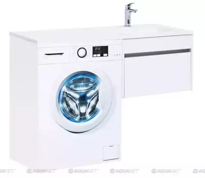 Тумба с раковиной под стиральную машину «Aquanet» Токио 120 (Персона 120 правая) подвесная белая