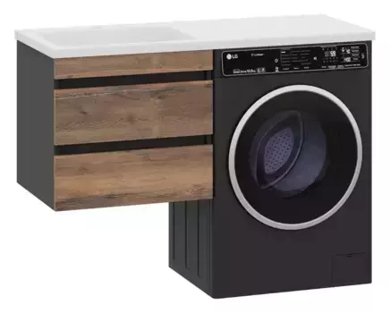 Тумба с раковиной под стиральную машину «Misty» Коломбо 60 (Гавана 120 левая) подвесная дуб Галифакс/антрацит