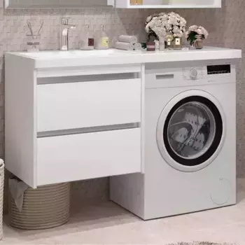 Тумба с раковиной под стиральную машину «Opadiris» Фреш 120 (Даллас 120 левая) подвесная белая