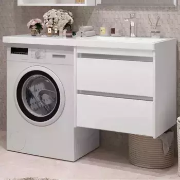 Тумба с раковиной под стиральную машину «Opadiris» Фреш 120 (Даллас 120 правая) подвесная белая