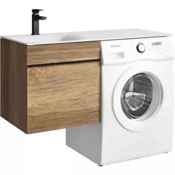 Тумба с раковиной под стиральную машину «Aqwella» Terra 54 (Forma 115 левая) подвесная дуб балтийский