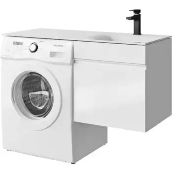 Тумба с раковиной под стиральную машину «Aqwella» Duet 54 (Forma 115 правая) подвесная белая