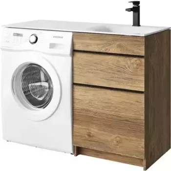 Тумба с раковиной под стиральную машину «Aqwella» Terra 54 (Forma 115 правая) дуб балтийский