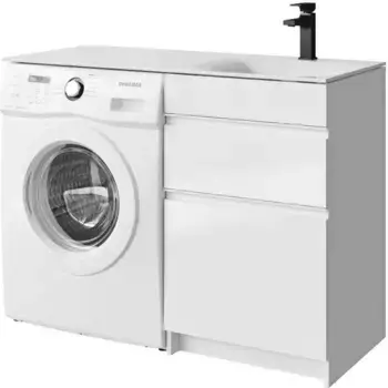 Тумба с раковиной под стиральную машину «Aqwella» Duet 54 (Forma 115 правая) белая