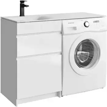 Тумба с раковиной под стиральную машину «Aqwella» Duet 54 (Forma 115 левая) белая