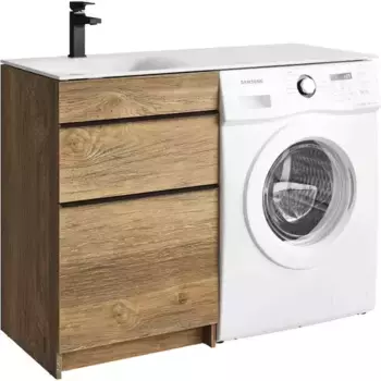 Тумба с раковиной под стиральную машину «Aqwella» Terra 54 (Forma 115 левая) дуб балтийский