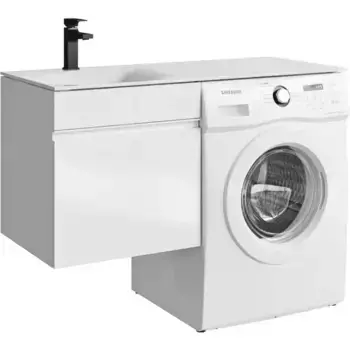 Тумба с раковиной под стиральную машину «Aqwella» Duet 54 (Forma 115 левая) подвесная белая