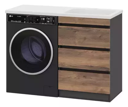 Тумба с раковиной под стиральную машину «Misty» Коломбо 60 (Kamilla 120 правая) дуб Галифакс