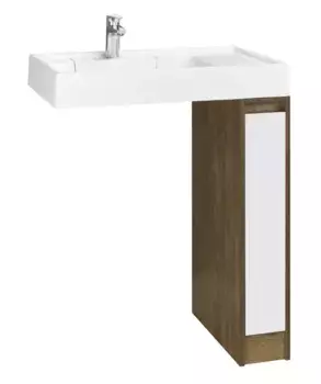 Тумба с раковиной под стиральную машину «Aquaton» Лондри 20 (Рейн 80) белый глянец/дуб кантри