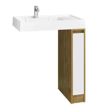 Тумба с раковиной под стиральную машину «Aquaton» Лондри 20 (Рейн 80) белый/дуб рустикальный