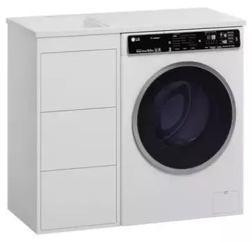 Тумба с раковиной под стиральную машину «Brevita» Grafit 40 (Гавана 100 левая) белая