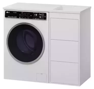 Тумба с раковиной под стиральную машину «Brevita» Grafit 40 (Гавана 100 правая) белая