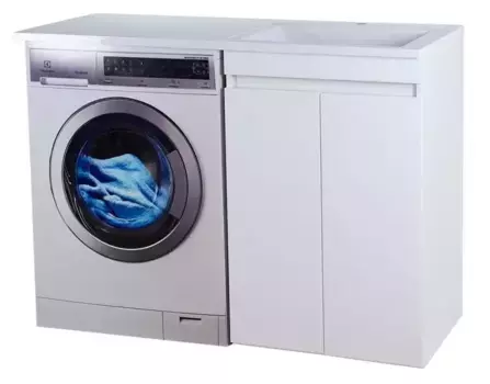 Тумба с раковиной под стиральную машину «Misty» Фостер 55 (Гавана 120 правая) белая