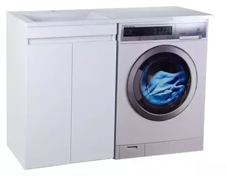 Тумба с раковиной под стиральную машину «Misty» Фостер 55 (Гавана 120 левая) белая