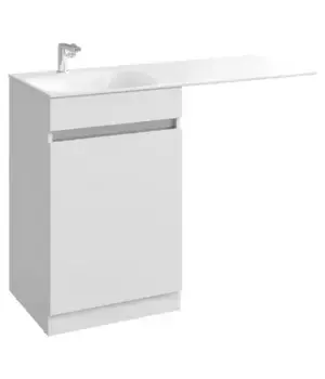 Тумба с раковиной под стиральную машину «Aqwella» Forma 55 (Forma 115 левая) с корзиной белая