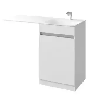 Тумба с раковиной под стиральную машину «Aqwella» Forma 55 (Forma 115 правая) с корзиной белая