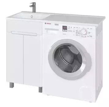 Тумба с раковиной под стиральную машину «Sanstar» Эллада 120 (Cosmos 120 левая) белая