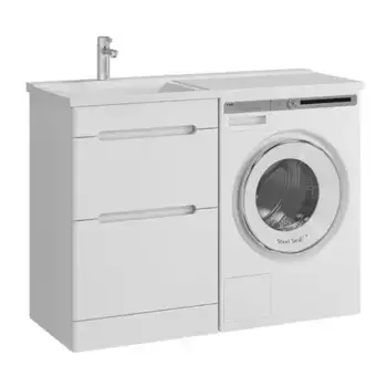 Тумба с раковиной под стиральную машину «Sanstar» Толедо 60 (Cosmos 120 левая) белая