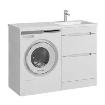 Тумба с раковиной под стиральную машину «Sanstar» Толедо 60 (Даллас 120 правая) белая
