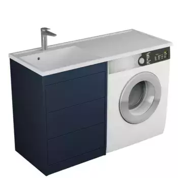Тумба с раковиной под стиральную машину «Veneciana» Nera 55 (Magenta 120 L левая) индиго бархат