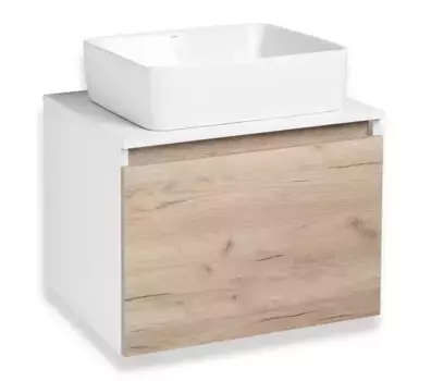 Тумба с раковиной «Runo» Бари 60 (Tre 48) подвесная крафт дуб/белая