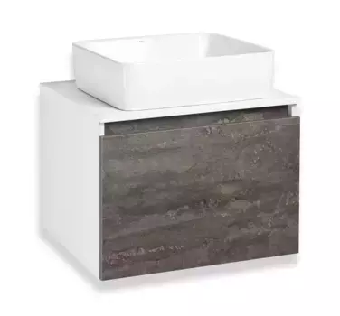 Тумба с раковиной «Runo» Бари 60 (Tre 48) подвесная железный камень/белая