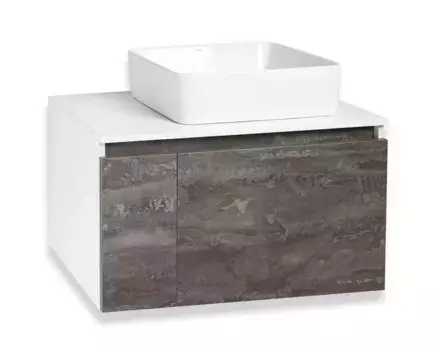 Тумба с раковиной «Runo» Бари 80 (Tre 48) подвесная железный камень/белая