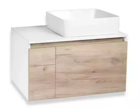 Тумба с раковиной «Runo» Бари 80 (Tre 48) подвесная крафт дуб/белая