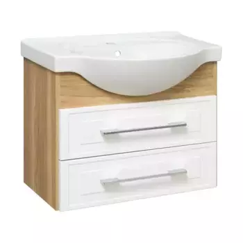 Тумба с раковиной «Runo» Дублин 70 (Erica 70) подвесная белая/дуб