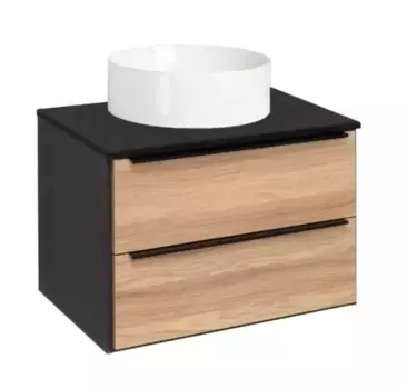 Тумба с раковиной «Runo» Мальта 70 (Palla D41) подвесная дуб/чёрная