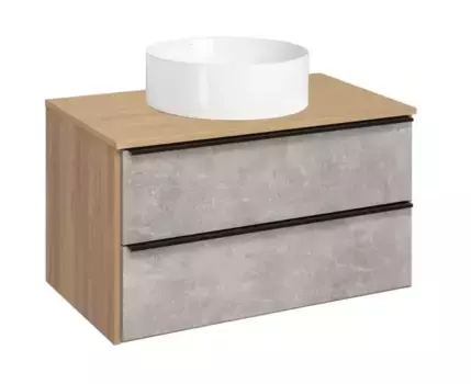 Тумба с раковиной «Runo» Мальта 70 (Palla D41) подвесная серая/дуб