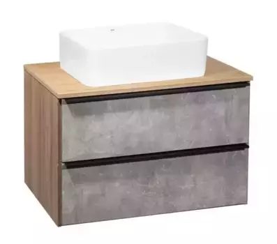 Тумба с раковиной «Runo» Мальта 70 (Tre 48) подвесная серая/дуб